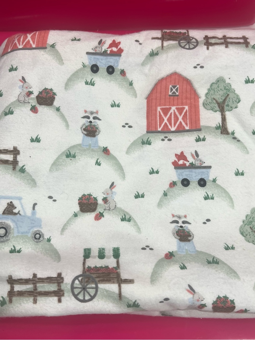 Farm Animal Print Cotton Flannel Fabric - Bunny & Barnyard Design 68” x 44” wide